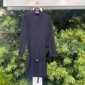 Vintage St John black knit dress with long sleeves, Size 4